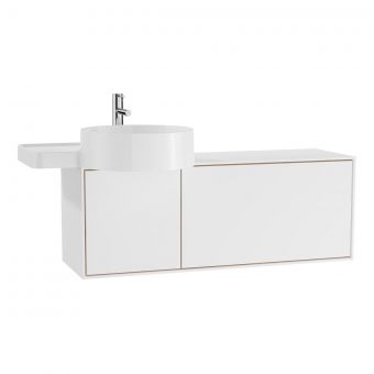 VitrA Voyage Left-Hand 1000mm Basin Unit With Drawer in Matte White and Natural Oak