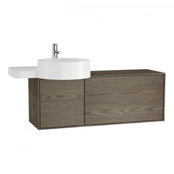 VitrA Voyage Left-Hand 1000mm Basin Unit With Drawer in Taupe and Planked Sand