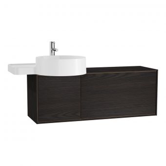 VitrA Voyage Left-Hand 1000mm Basin Unit With Drawer in Flamed Grey & Natural Oak