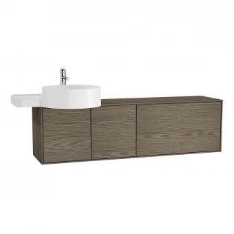 VitrA Voyage Left-Hand 1300mm Basin Unit With Drawer in Taupe & Planked Sand