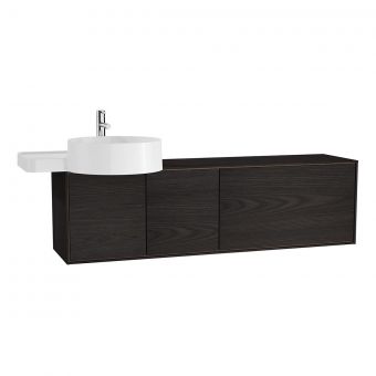 VitrA Voyage Left-Hand 1300mm Basin Unit With Drawer in Flamed Grey & Natural Oak