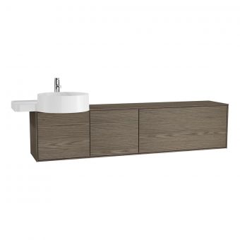 VitrA Voyage Left-Hand 1600mm Basin Unit With Drawer in Taupe & Planked Sand