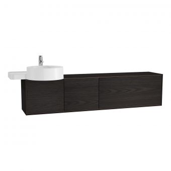 VitrA Voyage Left-Hand 1600mm Basin Unit With Drawers in Flamed Grey & Natural Oak