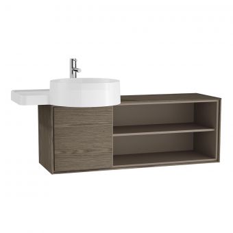 VitrA Voyage Left-Hand 1000mm Basin Unit With Shelf in Taupe & Planked Sand