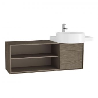 VitrA Voyage Right-Hand 1000mm Basin Unit with Shelf in Taupe & Planked Sand 