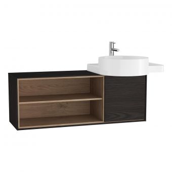 VitrA Voyage Right-Hand 1000mm Basin Unit With Shelf in Flamed Grey & Natural Oak 