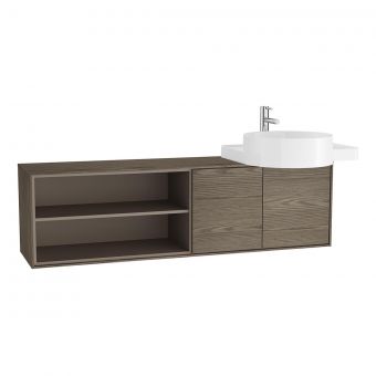 VitrA Voyage Right-Hand 1300mm Basin Unit With Shelf in Taupe & Planked Sand