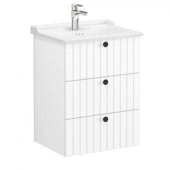 VitrA Root Groove Washbasin Unit with 3 Drawers in Matt White (60cm)