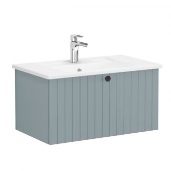 VitrA Root Groove Washbasin Unit with Drawer in Matt Fjord Green (80cm)