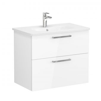 VitrA Root Flat Washbasin Unit with 2 Drawers in High Gloss White (80cm)