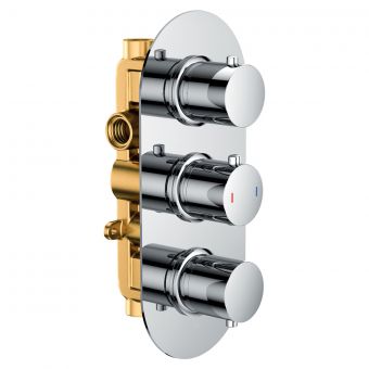 Origins Concealed Thermostatic Round Triple Shower Valve with 2 Outlets