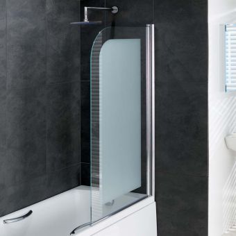Essentials Tana 6mm Hinged Frosted Bath Screen in Chrome