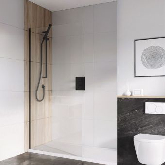 Essentials Small 8mm Wet Room Panel in Black