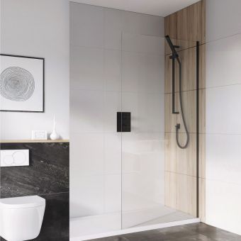 Essentials Small 10mm Wet Room Panel in Black