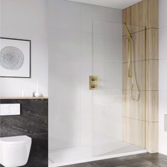 Essentials Small 10mm Wet Room Panel in Brushed Brass