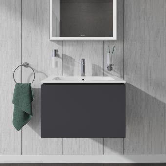 Duravit L-Cube Wall-Mounted 620mm One Drawer Vanity Unit in Matt Graphite - LC614004949