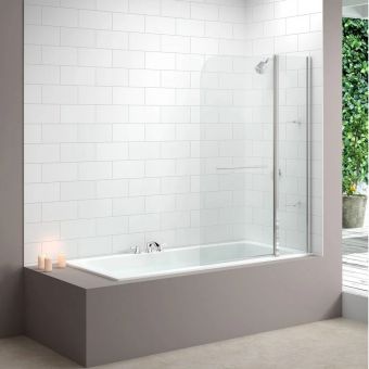 Merlyn 2 Panel Curved Bath Screen with Easy Fit Bracket in Chrome - MB3FLEX