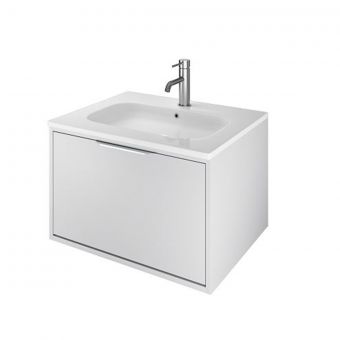  The White Space Choice 600mm Wall Hung Vanity Unit with Slim Basin in Light Grey