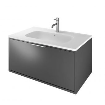 The White Space Choice 800mm Wall Hung Vanity Unit with Slim Basin in Dark Grey