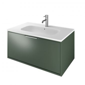 The White Space Choice 800mm Wall Hung Vanity Unit with Slim Basin in Dark Sage Green