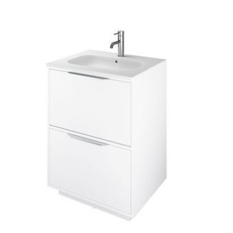 The White Space Choice 600mm Floorstanding 2 Drawer Unit with Slim Basin in White