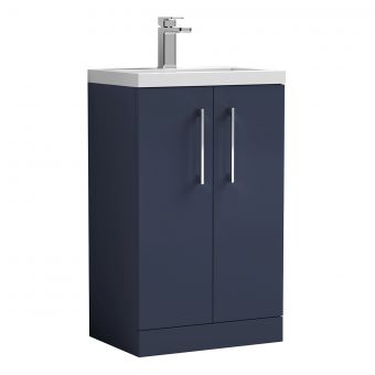 Nuie Arno Floor Standing 2 Door Vanity Unit with Polymarble Basin in Blue