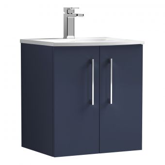 Nuie Arno 2 Door Wall Hung Vanity Unit and Curved Basin in Blue