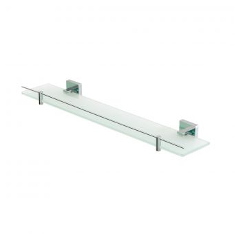 Essentials Solkan Glass Shelf with Barrier in Chrome