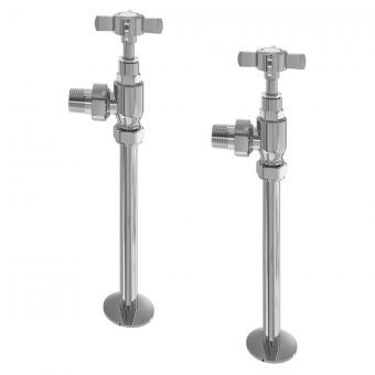 UK Bathrooms Essentials Traditional Angled Radiator Valves with Tails in Chrome