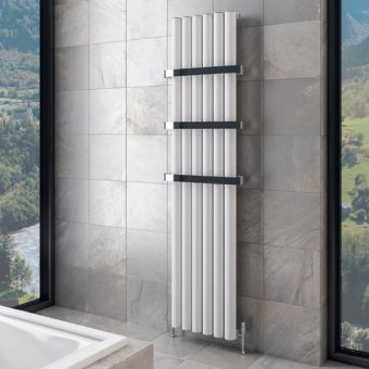 UK Bathrooms Essentials Chelan Vertical Aluminium Radiator in Matt White