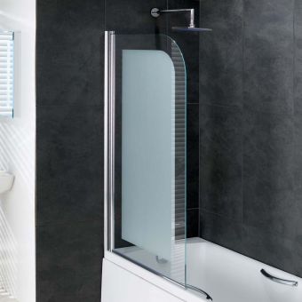 Essentials Tana 8mm Hinged Frosted Bath Screen in Chrome