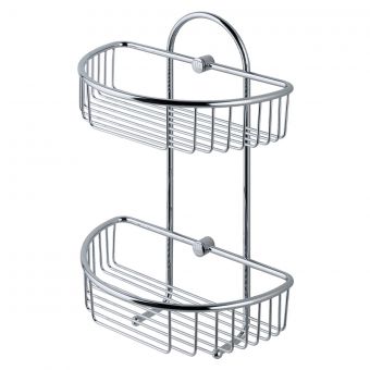 Essentials Curved Double Shower Basket in Chrome