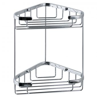 Essentials Double Corner Open-Front Shower Basket in Chrome