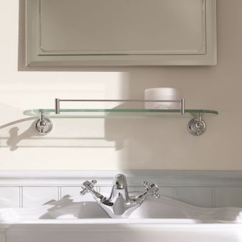 Essentials Moste Glass Shelf with Barrier in Chrome