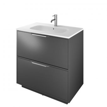 The White Space Choice 800mm Floorstanding 2 Drawer Unit with Slim Basin in Dark Grey