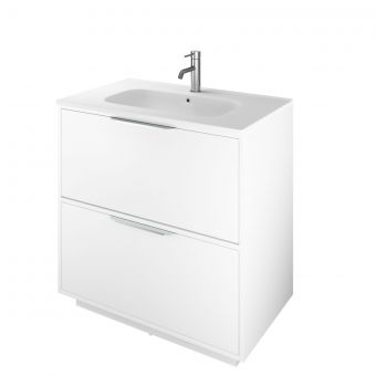 The White Space Choice 800mm Floor Standing 2 Drawer Unit with Slim Basin in White