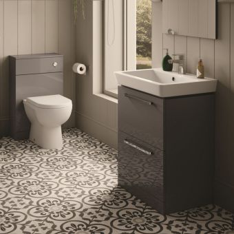 The White Space Scene Floorstanding 2 Drawer Unit and Basin in Gloss Ash Grey