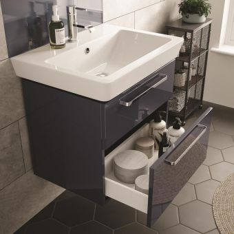 The White Space Scene Wall Hung 2 Drawer Unit and Basin in Gloss Dark Indigo
