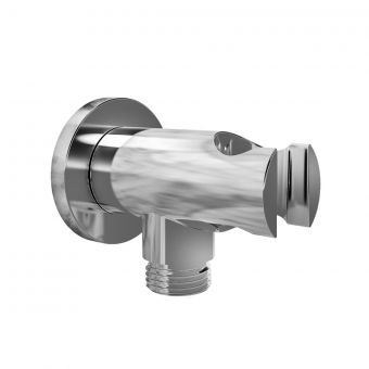 Essentials Round Outlet Elbow with Shower Bracket in Chrome