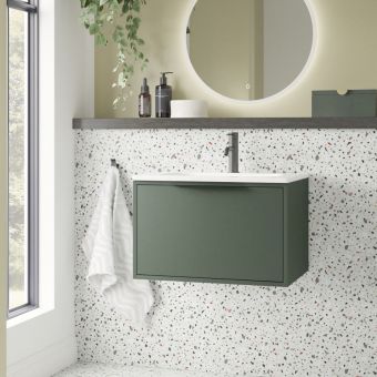  The White Space Choice 600mm Wall Hung Vanity Unit with Slim Basin in Dark Grey