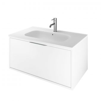The White Space Choice 800mm Wall Hung Drawer Unit with Slim Basin in White