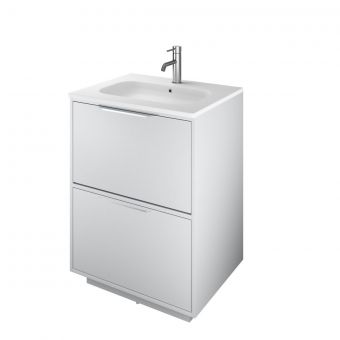 The White Space Choice 600mm Floorstanding 2 Drawer Unit with Slim Basin in Light Grey