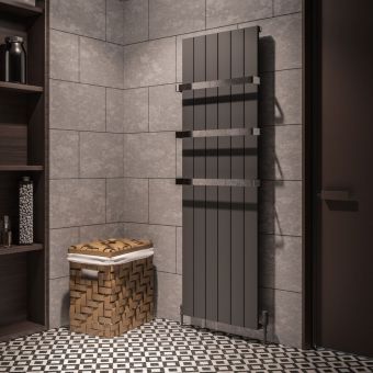 UK Bathrooms Essentials Huron Vertical Aluminium Radiator in Matt Anthracite