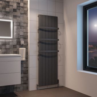 UK Bathrooms Essentials Manitoba Vertical Aluminium Radiator in Matt Anthracite