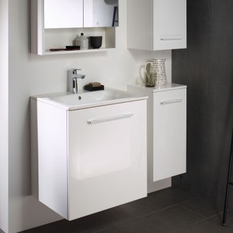 Geberit Selnova 55cm One-Door Vanity Unit with Slim Basin in White - 501248001
