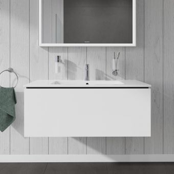 Duravit L-Cube Wall-Mounted 1020mm One Drawer Vanity Unit in High Gloss White w/ Basin