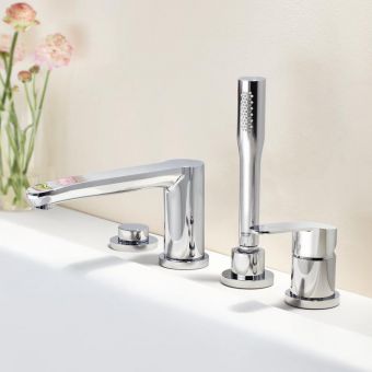 Grohe Eurostyle 4 Hole Single Lever Bath Mixer Tap with Shower Handset - 23048003