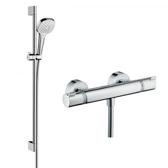 Hansgrohe Soft Cube Ecostat Exposed Valve with Croma Select 110 Rail Kit - 27082400