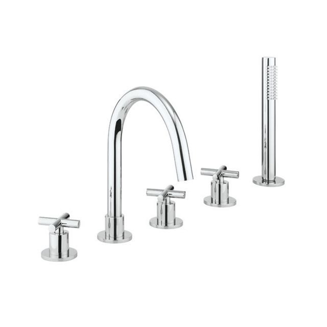 Crosswater MPRO Bath 5 Hole Set with Crosshead in Chrome