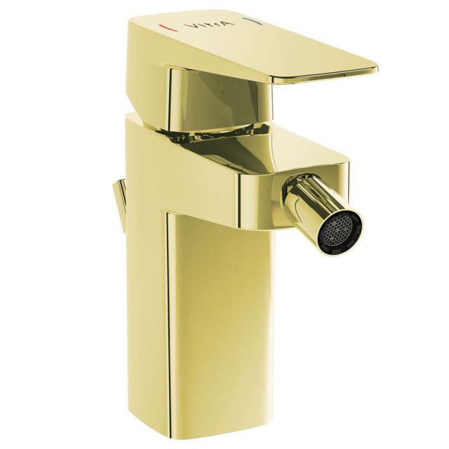 VitrA Root Square Bidet Mixer with Pop-Up Waste in Gold - A4273623